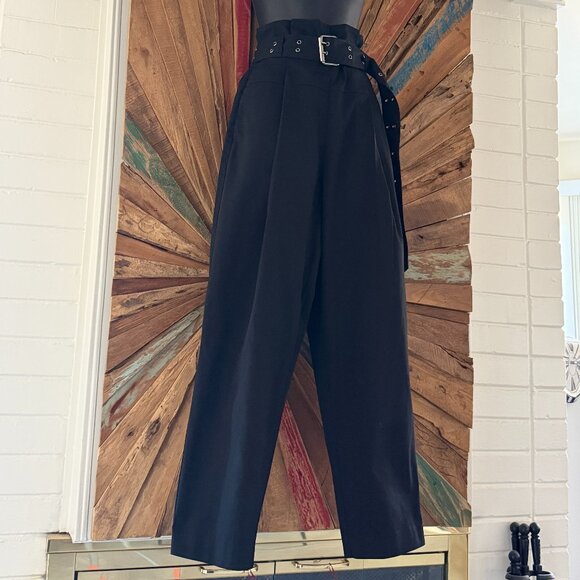 ALLSAINTS Ali trouser black high waist cotton pants Sz 4 pockets - Picture 4 of 12